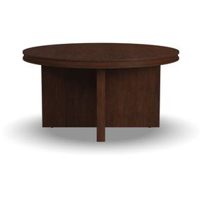 Waterfall Walnut Brown Round Coffee Table