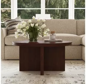 Waterfall Walnut Brown Round Occasional Table Set
