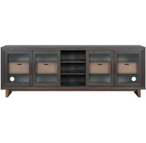 Waterfall Deep Ebony and Brown 92" TV Stand with USB Charging