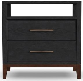 Waterfall Deep Ebony and Dark Brown 2 Drawer Open Nightstand with USB Charging