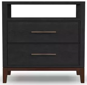 Waterfall Deep Ebony and Dark Brown 2 Drawer Open Nightstand with USB Charging