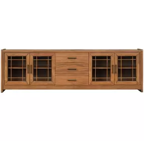Lincoln Warm Walnut 92" TV Stand with USB Charging