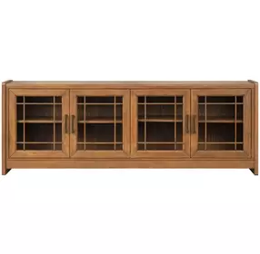 Lincoln Warm Walnut 76" TV Stand with USB Charging