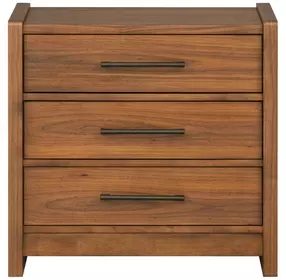 Lincoln Warm Walnut 3 Drawer Nightstand with USB Charging