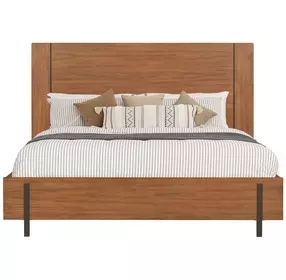 Lincoln Warm Walnut King Platform Bed with USB Charging and LED