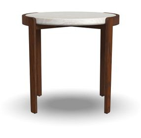 Palette Brown and White Round Travertine Top Tall Bunching Table