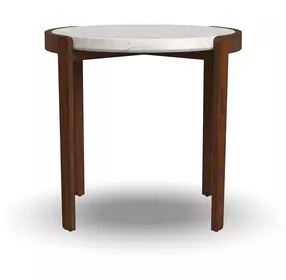 Palette Brown and White Round Travertine Top Tall Bunching Table