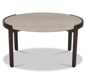 Palette Brown and White Round Stone Top Coffee Table