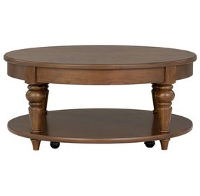 Bellevue Whiskey Brown Round Coffee Table with Casters