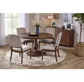 Bellevue Whiskey Brown Round Dining Room Set