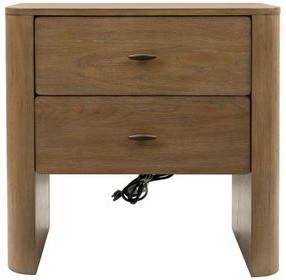 Normandy Warm Driftwood 2 Drawer Nightstand with USB Charging