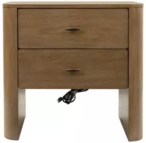 Normandy Warm Driftwood 2 Drawer Nightstand with USB Charging
