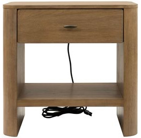 Normandy Warm Driftwood 1 Drawer Open Nightstand with USB Charging