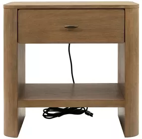 Normandy Warm Driftwood 1 Drawer Open Nightstand with USB Charging