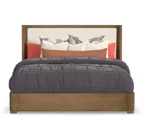 Normandy Cream and Driftwood Performance Fabric King Upholstered Panel Bed