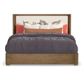 Normandy Cream and Driftwood Performance Fabric King Upholstered Storage Panel Bed