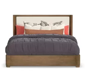 Normandy Cream and Driftwood Performance Fabric King Upholstered Storage Panel Bed