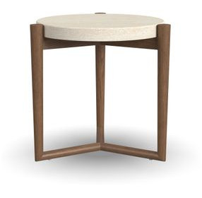 Verona Medium Brown and White Round Stone Top Accent Table