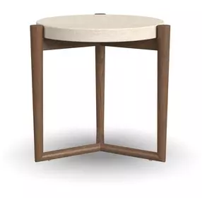 Verona Medium Brown and White Round Stone Top Accent Table