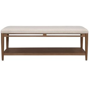 Verona Cream and Medium Brown Performance Fabric Upholstered Rectangular Coffee Table