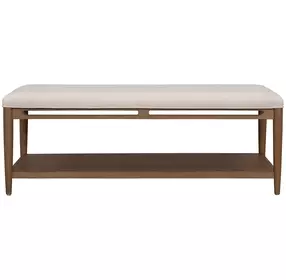 Verona Cream and Medium Brown Performance Fabric Upholstered Rectangular Coffee Table
