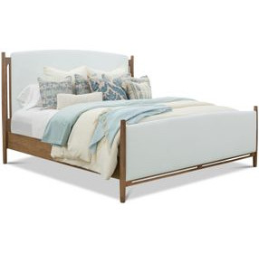 Verona Cream and Medium Brown Performance Fabric King Upholstered Panel Bed