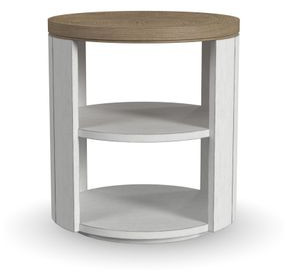Melody Distressed White and Gray Round End Table