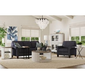 Melody Distressed White and Gray Round Glass Top Occasional Table Set with Casters