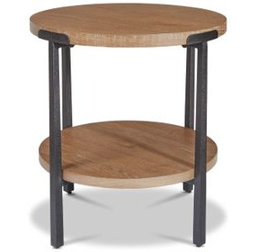 Millwork Rustic Umber and Black Round End Table