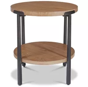 Millwork Rustic Umber and Black Round End Table