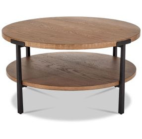 Millwork Rustic Umber and Black Round Coffee Table