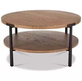 Millwork Rustic Umber and Black Round Coffee Table