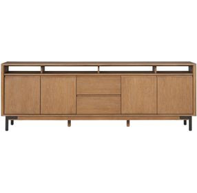 Millwork Rustic Umber and Black 92" TV Stand with USB Charging