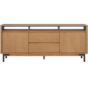 Millwork Rustic Umber and Black 76" TV Stand with USB Charging