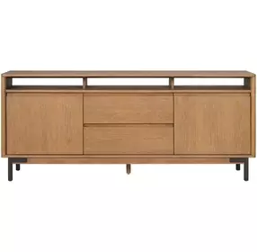 Millwork Rustic Umber and Black 76" TV Stand with USB Charging