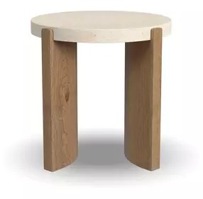 Eclipse Brown and White Round Stone Top End table