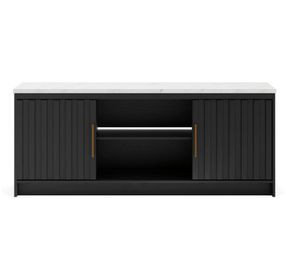 Cadmori Matte Black 63" XL TV Stand with Fireplace Option