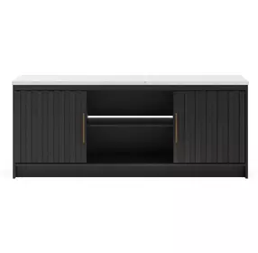 Cadmori Matte Black 63" XL TV Stand with Fireplace Option