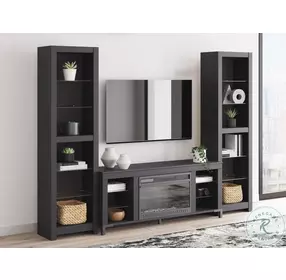 Cayberry Black 3 Piece Entertainment Center with Electric Fireplace