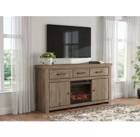 Garistyn Natural Rustic 73" TV Stand with Electric Fireplace