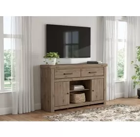 Garistyn Natural Rustic 62" LG TV Stand with Fireplace Option
