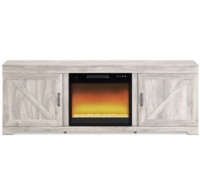 Bellaby Whitewash 63" TV Stand with Electric Fireplace