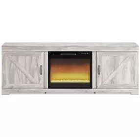Bellaby Whitewash 63" TV Stand with Electric Fireplace