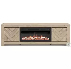 Cayboni Tan 71" TV Stand with Electric Fireplace