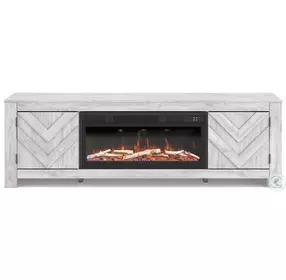 Cayboni Whitewash 71" TV Stand with Electric Fireplace
