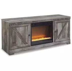 Wynnlow Gray 63" TV Stand with Electric Fireplace and 2 Doors