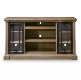 Wittenmyer Rich Light Brown and Matte Black XL TV Stand with Fireplace Option