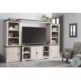 Havalance Weathered Gray And Vintage White 4 Piece Entertainment Center