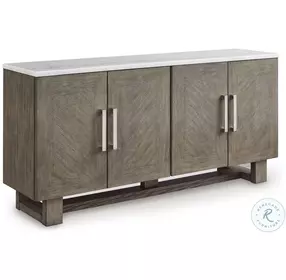 Loyaska Grayish Brown And White Extra Large TV Stand