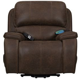Brookings Brown Power Lift Recliner with Heat and Massage